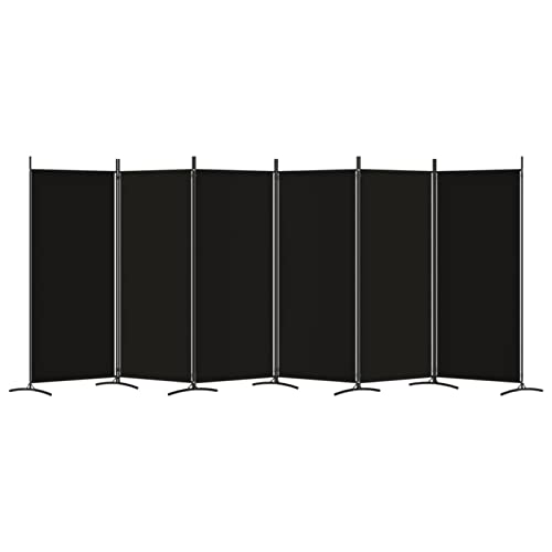Tidyard 6 Panelskydd, Vikbar avdelning, Tyg svart och stål, 520 x 180 cm, Separat för interiör, Separat skärm, Skärmvägg, Inre delning, Separat skiljevägg inomhus