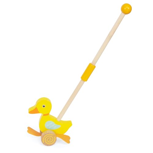 Image of Wooden Push Toys for Toddlers 1-3, Baby Pull Along Stick Walking Duck | Montessori Early Development Toy for 1 Year Old Girls Boys Birthday Gift