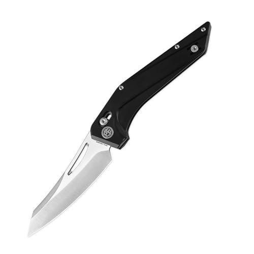Petrified fish PFP15 Frigate Folding Knife,3.82" CPM S35VN Steel Satin Blade Aluminium Handle Pocket Knife for Camping Outdoor (Black Aluminum & Satin)