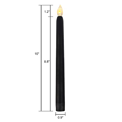Image of CANDLE CHOICE Black Flameless Taper Candles with Timer 9 inch Tall Long Flicking Fake Battery Operated Electric LED Stick Candles Candlesticks Candelabra Halloween Party Decoration Table Centerpiece 2 PCS