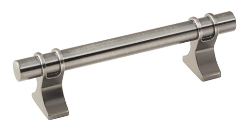 Image of Amerock | Cabinet Pull | Gunmetal | 3-3 /4 inch (96 mm) Center to Center | Davenport | 1 Pack | Drawer Pull | Drawer Handle | Cabinet Hardware