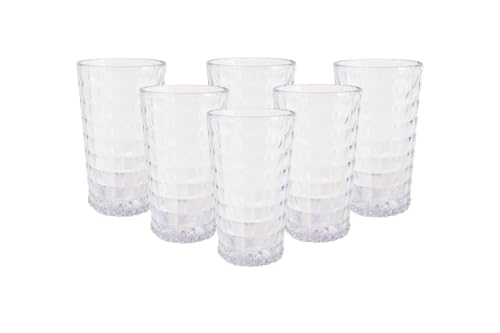 PRISMA - Confezione da 6 bicchieri da 750 ml. BAUHAUS colore trasparente. Tazza in policarbonato di grandi dimensioni riutilizzabile senza BPA