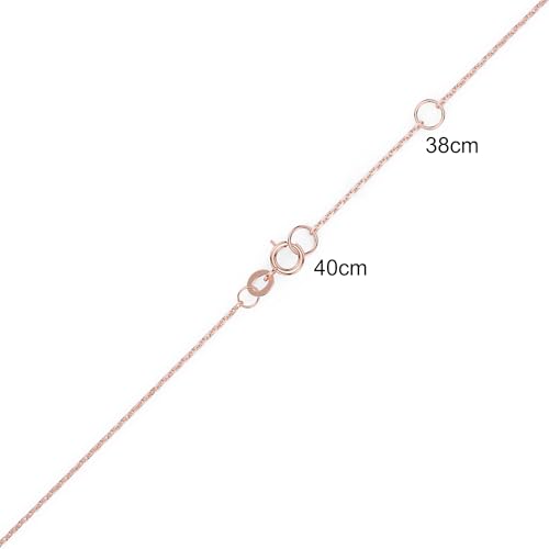 Ethos Jewelry Collier en or rose véritable 585 pour femme - Chaîne en or massif 14 carats - Dainty 1,00 mm - Réglable de 38 à 40 cm - Élégante chaîne superposée - Emballage cadeau inclus – vue 3