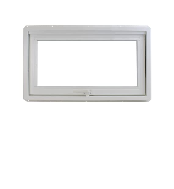 Shed Windows and More 36' x 16' Inward Opening Awning Window Tempered Low-E Glass White Vinyl Frame...