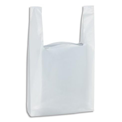 Sac réutilisable 20+10x40 cm blanc 50 microns pour emballer et transporter sans déchirure