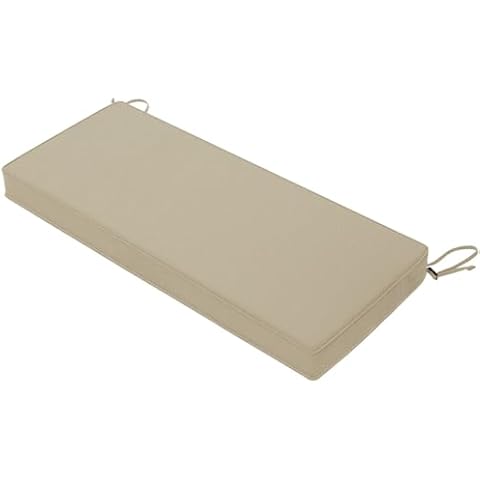 Favoyard Outdoor Bench Cushion 48 x 18 Inch Waterproof Patio Furniture Cushions 3-Year Color Fastness Garden Sofa Settee Couch Swing Pads with Handle and Adjustable Straps, Beige Cover