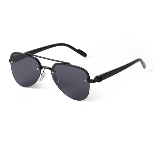 Lunettes de soleil double pont vintage en métal argenté avec protection UV400 pour homme et femme