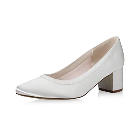 Rainbow Club Bridal Shoes Wendie - Ladies Pumps, Ivory/Cream, Satin, Comfortably Padded, Wedding Shoes, Block Heel - Size 38 EU (5 UK) Cover
