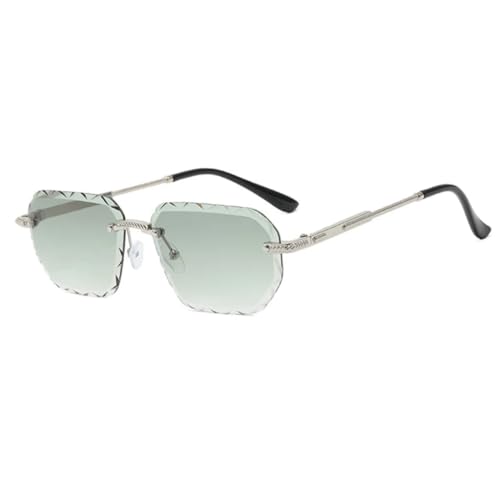 Lunettes de soleil rectangulaires sans monture tendance verres océan bleu vintage Y2K