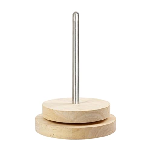 Hellery Portahilos de Madera para Croché Soporte Giratorio para Hilos Dispensador de Cintas Accesorio para Tejer Diseño Resistente Material Madera-Metal Apto, 12cmx17cm