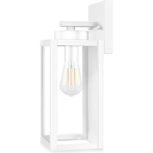 Image of BesLowe Outdoor Wall Light, Modern Exterior Porch Sconce Lighting, White