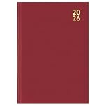 2026 Premium A6 Size Hard Cover Desk Diary Week to View Home Office Full Year Planner, Organizer With Ribbon Marker for Business, Office, Home (Burgundy)