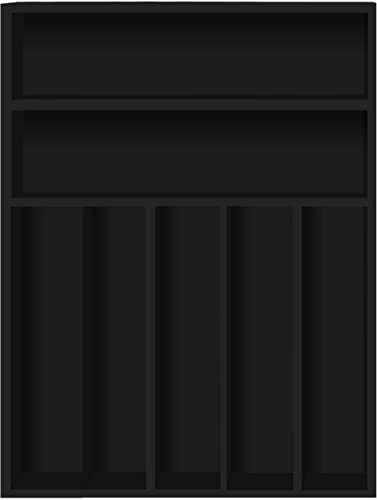 Utopia Kitchen Silverware Organizer, Bamboo Utensil Drawer Organizer for Cutlery, Utensils & Flatware (7 Compartment, Black) Pack of 1