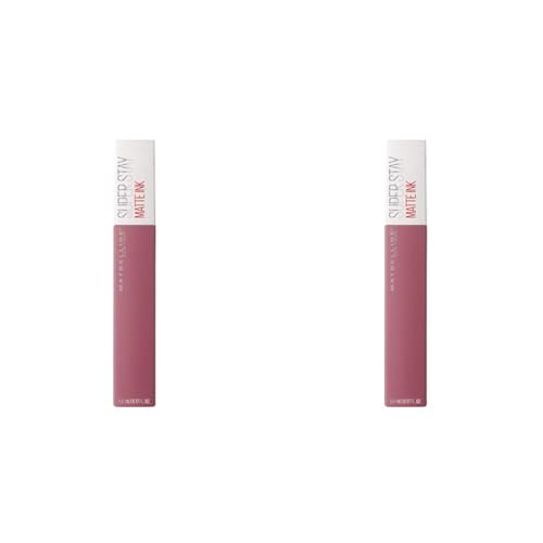 Maybelline New York, SuperStay Matte Ink, Pintalabios Mate de Larga Duración, Tono 15 - Lover, Malva (Paquete de 2)