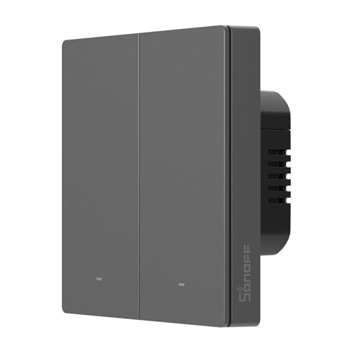 Interrupteur Intelligent SONOFF M5 Matter avec Wi-Fi 2.4GHz, Interrupteur Murial 2 Bouton avec Minuterie et Commande Vocale, Compatible avec Matter, Alexa et Google Home, Fil Neutre Requis (Type 86)
