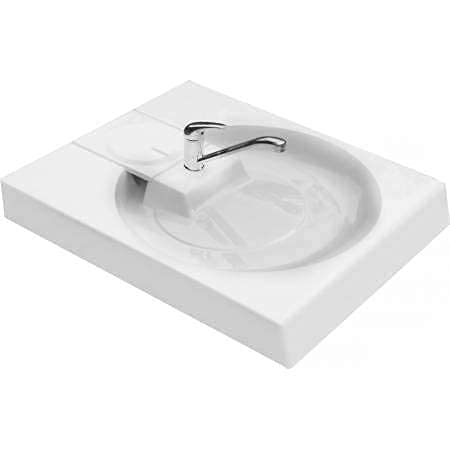 Lavabo de ahorro de espacio en lavadora estándar, GPM GRANDE – Sifón compacto escalonado en la parte trasera – Espacio libre bajo el lavabo de 63 x 60 cm
