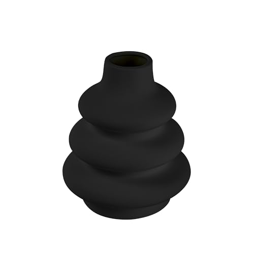 Restaurantware Black Ceramic Stacked Flower Vase, 6 3/4 x 8 in, 1 Count