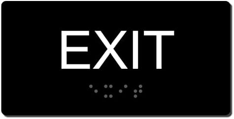 3" X 6" ADA Compliant Tactile Exit Sign (Black/White) with Raised Letters and Braille