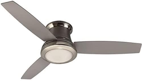 Harbor Breeze Sail Stream 52-in Brushed Nickel Flush Mount Indoor Ceiling Fan with Light Kit and Remote (3-Blade)