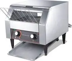 MAZORIA Stainless Steel Electric Conveyor Toaster for Breads and Burger Buns (Small, Silver)