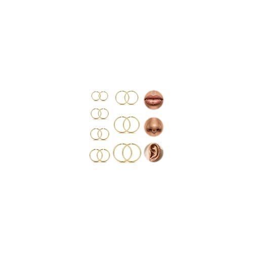 LOLIAS 16G Fake Nasenring Piercing Ohr Gold Helix Piercings Gold Chirurgenstahl Ohrpiercing Nasenpiercing Ring Knorpel Ohrringe Septum Helix Ring Daith Rook Conch Tragus Piercing Set 6-14mm
