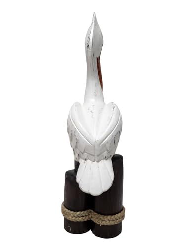 Figura decorativa de pelícano tallada en madera miniatura 4