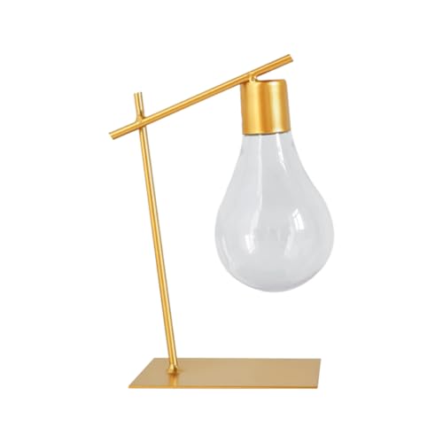 DECOMELODY Jarrón Hidropónico de Vidrio Forma de Bombilla Dorada Maceta Creativa para Plantas Adorno Decorativo Único para Hogar y Oficina 1 Unidad