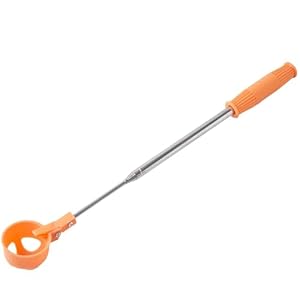 Egg Grabber for Chicken Eggs – Extendable Stainless Steel Egg Picker Tool with Non-Slip Handle, Long Reach Egg Lifter for Collecting Fresh Eggs from Coop, Poultry Nest, and Farm Use