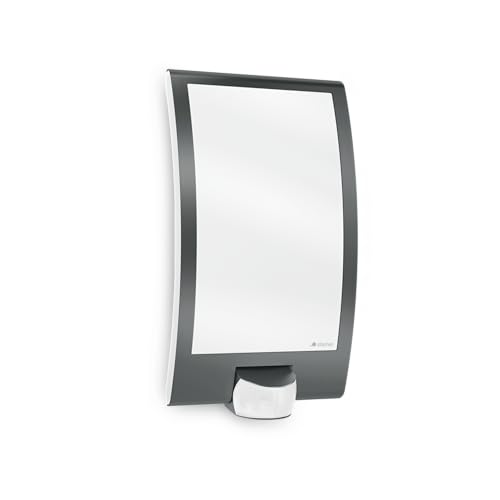 Steinel Außenleuchte L22S anthrazit, Wandleuchte, 180° Bewegungsmelder, 10 m Reichweite, Edelstahl-Blende, Kunststoff, bis 60 W/E 27, 28.6 x 8.5 x...