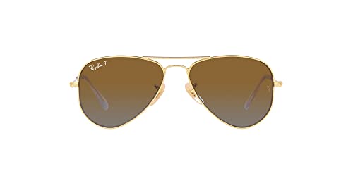 Ray-Ban Junior Rj9506S Metal Aviator Sunglasses, Gold/Brown Gradient Polarized, 52 mm