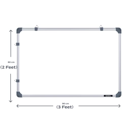 Image of GOSHU Magnetic White Board 2 feet x3 feet Dry Erase whiteboard Includes 10 Magnets, 1 Duster, 2 Marker and 1 30cm Scale (2x3 feet + Pack of 14 Items)