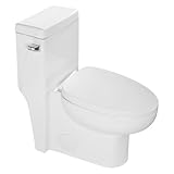 Lofeyo Compact One Piece Elongated Skirted Toilet with Side Lever Flush, ADA Comfort Chair Height 16', Powerful Water-Saving 1.28 GPF, Standard 12'' Rough-In, White Toilet for Bathroom