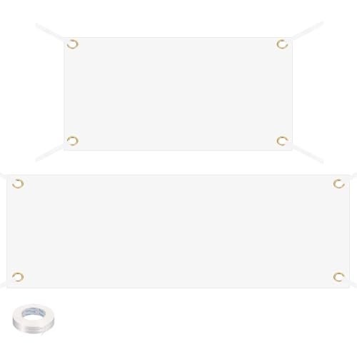 PATIKIL - PATIKIL Blank Banners Signs to Decorate 2'x4 6' Sublimation White Banner with Hanging Rope for Business Outside Outdoor Wall