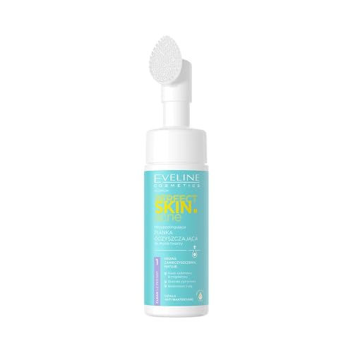 Eveline Cosmetics Schiuma Detergente Viso Profonda con Spazzola in Silicone | Acido Shikimico e Mandelico, Aloe & Biofermento di Alga | Soluzione Acne Pelle Perfetta