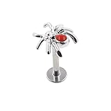 Excepro 16G 316L Surgical Stainless Steel Red Spider Labret Lip Ring Tragus 5/16' Cartilage Stud