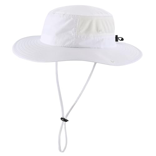 Image of Home Prefer UPF50+ Mens Sun Hat Wide Brim Womens UV Protection Beach Bucket Hat for Fishing Hiking Snap Up Cowboy Hat