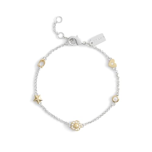 COACH Women's Signature Tea Rose Heart Strand Bracelet