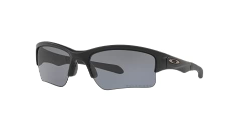 Oakley Men's OO9200 Quarter Jacket Rectangular Sunglasses, Matte Black/Grey Polarized, 61 mm