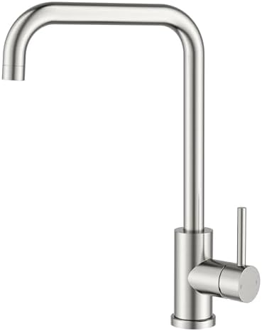 FORIOUS Wasserhahn Küche, Küchenarmatur mit 360°Drehbar, L Förmige Spülenarmatur mit Einhebel für 1 Loch, Wasserhahnhöhe 371 mm, Geeignet für den Einsatz in Familienküchen, Wohnmob