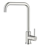 FORIOUS Rubinetto Lavello Cucina, Miscelatore Cucina Girevole a 360°, Forma di L Monocomando Acciaio Inox con 1 Foro, Altezza Rubinetto 371 mm