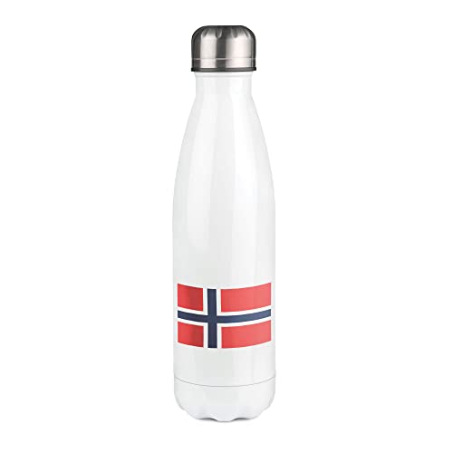 Isolierflasche mit norwegischer Flagge, Weiß