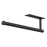 CHIKESI Paper Towel Holder Under Cabinet, Self-Adhesive,No Drilling, Stainless Steel, Wall-Mounted for Kitchen and Bathroom, Easy Install, Durable, Space-Saving, Ideal for Home, RV (Black, 1 Pack)