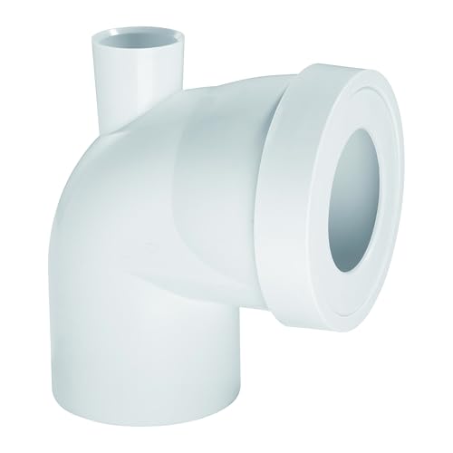 Wirquin 71020201 Pipe wc rigide coudée, mâle, courte, à coller, avec piquage, blanc