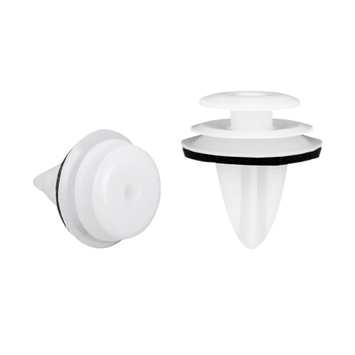 50 PCS Auto Body Fastener, Car Trim Clips, Universal Auto Body Panel Clips for Bumper,Car Panel Clips, for Cars Boots Interior Doors Bumper, White Auto Parts(White + Pad)