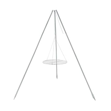fire pit tripod with adjustable hanging grill