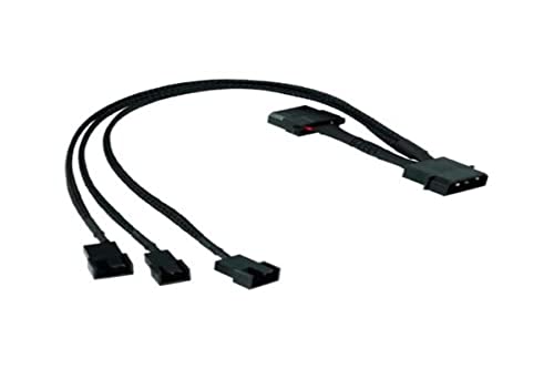 Phobya Y-adaptor 4Pin Molex to 2x 4Pin PWM and 3Pin 30cm - black Cables Fan cables & adptors