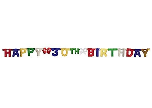 Creative Converting Party Decoration Jointed Banner, Happy 30th Birthday, 6.5 Feet