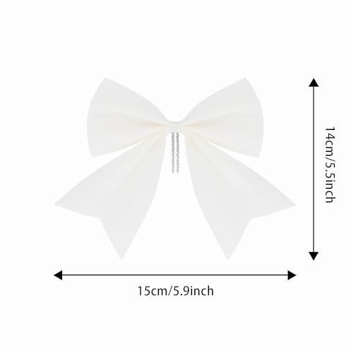 12Pcs White Glitter Bows for Christmas Tree Decoration 5.9Inch Decorative Wreaths Bow Bowknot Ornaments for Crafts Garland Holiday Home Decor - Image 2
