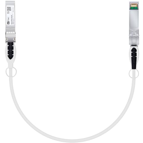Image of H!Fiber White SFP+ Cable, 10G SFP+ DAC, 0.5M(1.64ft), Passive Direct Attach Copper Twinax Cable for Cisc SFP-H10GB-CU0.5M, Ubiquiti UniFi UC-DAC-SFP+, TP-Link, Mikrotik, Intel, Fortinet, Netgear