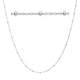 Adabele 1pc Real 925 Sterling Silver Satellite Beaded Station Small Delicate Chain Necklace 22 Inch Tarnish Resistant 18K White Gold Plated Women Jewelry SSX55-22